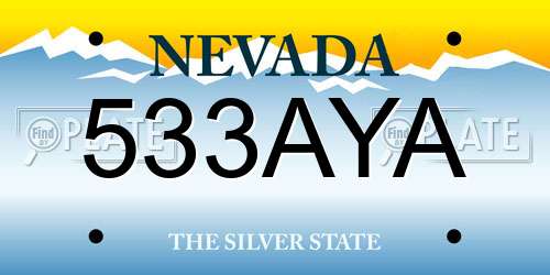 533AYA Nevada License Plate