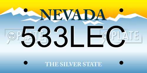 533LEC Nevada License Plate