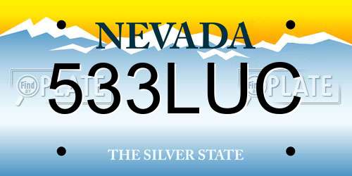 533LUC Nevada License Plate