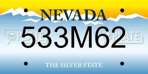 533M62 Nevada License Plate
