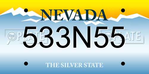 533N55 Nevada License Plate