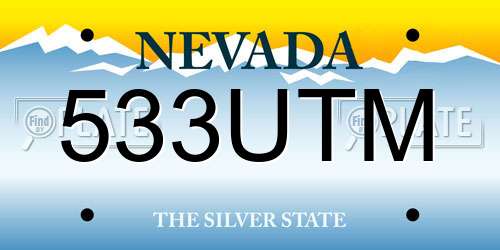 533UTM Nevada License Plate