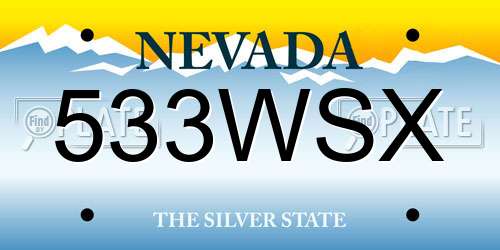 533WSX Nevada License Plate