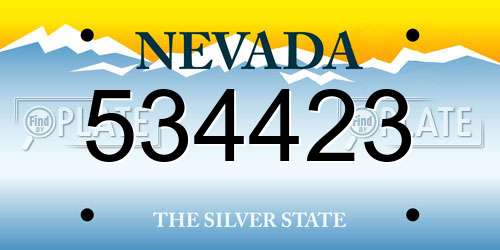534423 Nevada License Plate
