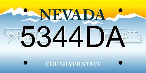5344DA Nevada License Plate