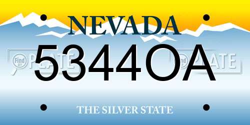 5344OA Nevada License Plate