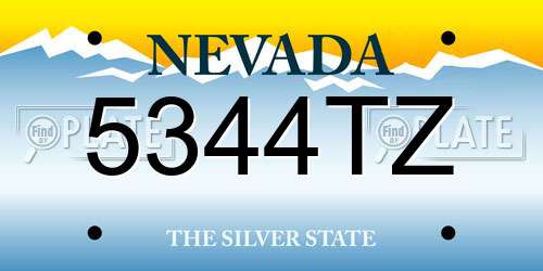 5344TZ Nevada License Plate