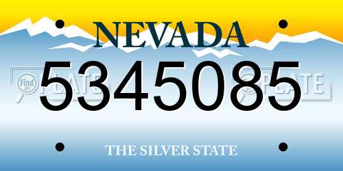 5345085 Nevada License Plate