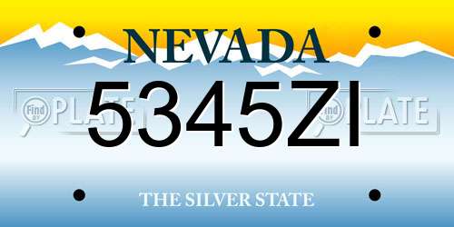 5345ZI Nevada License Plate
