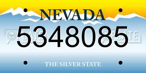 5348085 Nevada License Plate