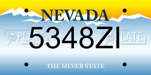 5348ZI Nevada License Plate