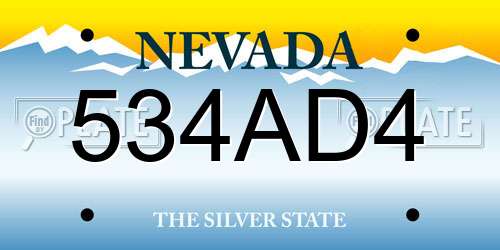 534AD4 Nevada License Plate