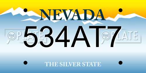 534AT7 Nevada License Plate