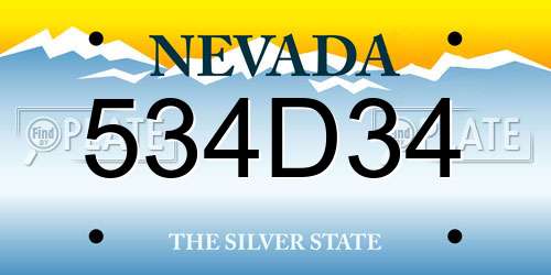534D34 Nevada License Plate