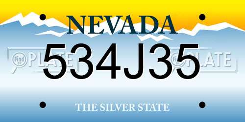 534J35 Nevada License Plate