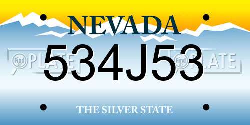 534J53 Nevada License Plate