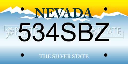 534SBZ Nevada License Plate