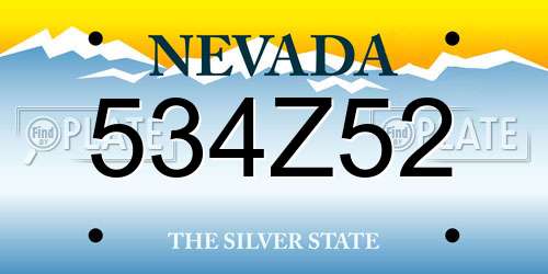 534Z52 Nevada License Plate