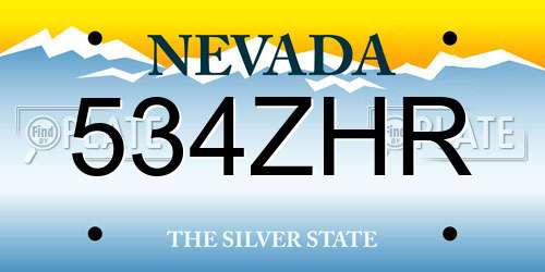 534ZHR Nevada License Plate