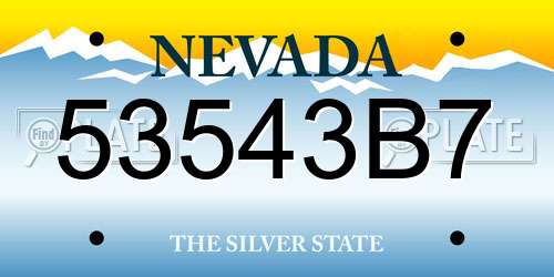53543B7 Nevada License Plate