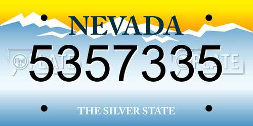 5357335 Nevada License Plate