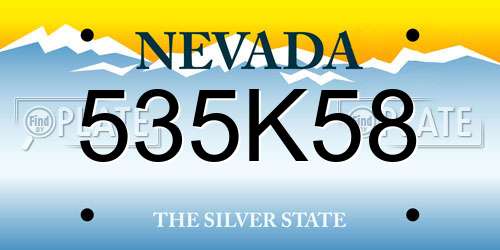 535K58 Nevada License Plate