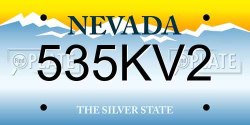 535KV2 Nevada License Plate