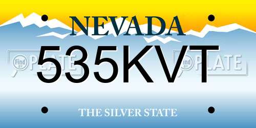 535KVT Nevada License Plate