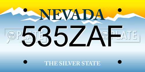 535ZAF Nevada License Plate