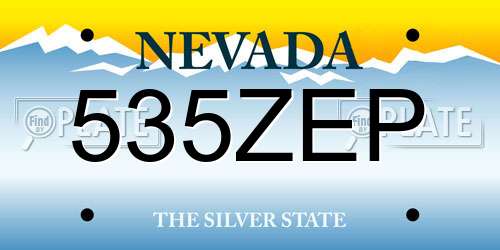 535ZEP Nevada License Plate
