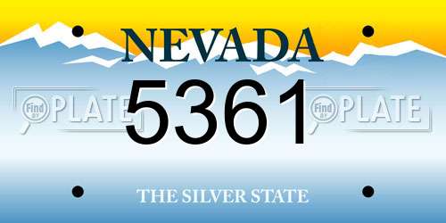 5361 Nevada License Plate