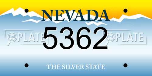 5362 Nevada License Plate