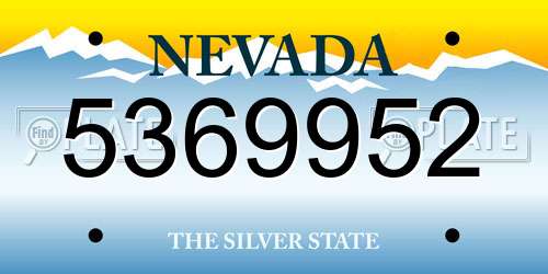 5369952 Nevada License Plate