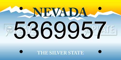 5369957 Nevada License Plate