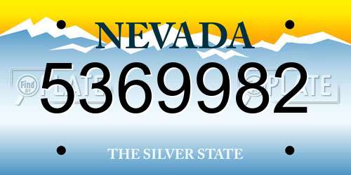 5369982 Nevada License Plate
