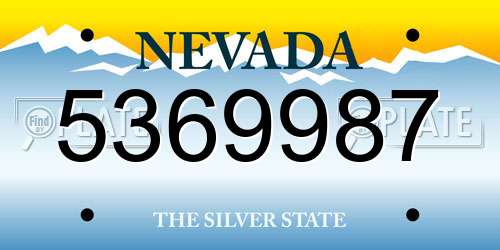 5369987 Nevada License Plate