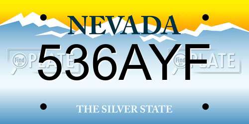 536AYF Nevada License Plate