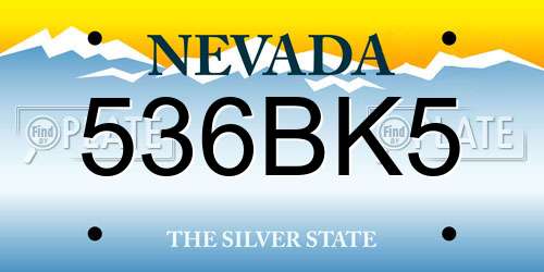 536BK5 Nevada License Plate