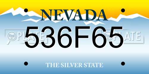 536F65 Nevada License Plate