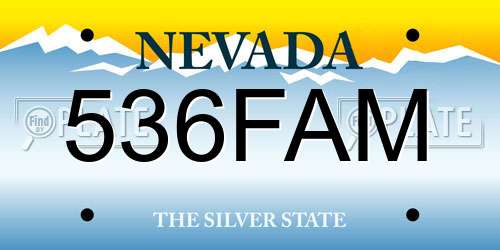 536FAM Nevada License Plate