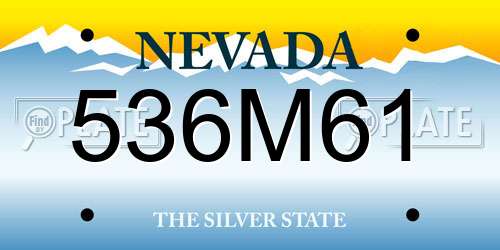 536M61 Nevada License Plate