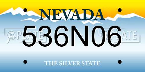 536N06 Nevada License Plate