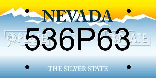 536P63 Nevada License Plate