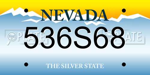 536S68 Nevada License Plate