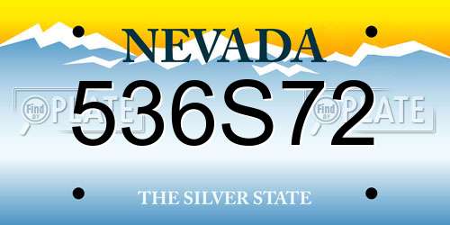 536S72 Nevada License Plate