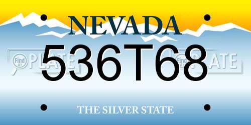 536T68 Nevada License Plate