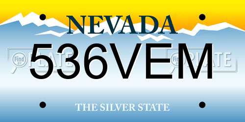 536VEM Nevada License Plate