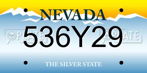 536Y29 Nevada License Plate