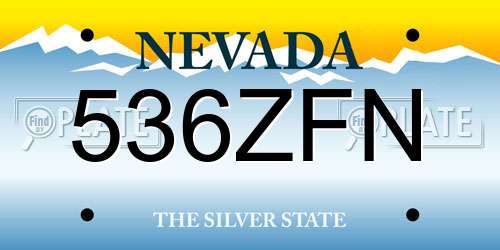 536ZFN Nevada License Plate