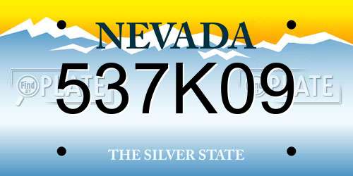 537K09 Nevada License Plate